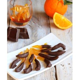 SCORZE D'ARANCIA CANDITE RICOPERTE DI CIOCCOLATO FONDENTE